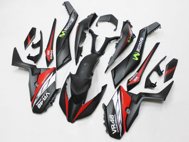 2017-2021 Yamaha XMAX300 Motorcycle Fairings - Matte Black Red MoviStar ENEOS 46 Canada