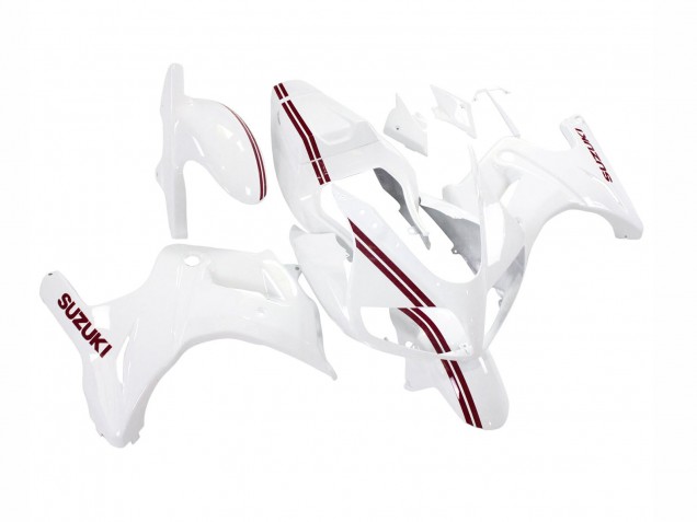 2003-2013 Suzuki SV650 Motorcycle Fairings - White with Dark Red Lines Canada