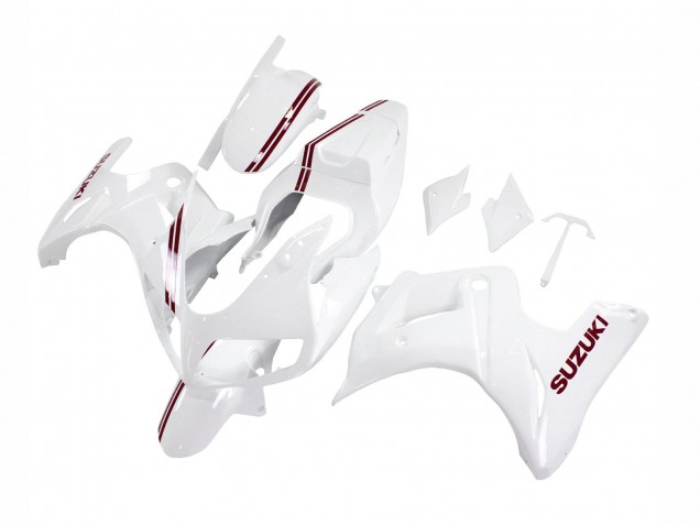 2003-2013 Suzuki SV650 Motorcycle Fairings - White with Dark Red Lines Canada
