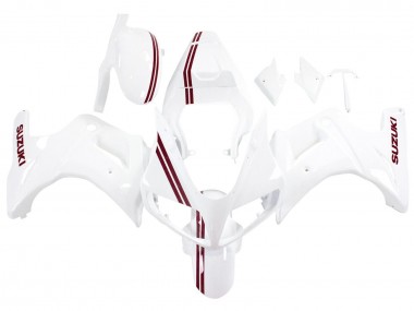 2003-2013 Suzuki SV650 Motorcycle Fairings - White with Dark Red Lines Canada