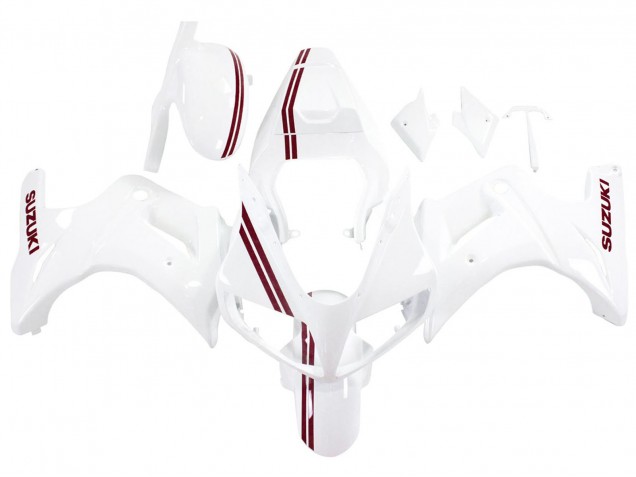 2003-2013 Suzuki SV650 Motorcycle Fairings - White with Dark Red Lines Canada