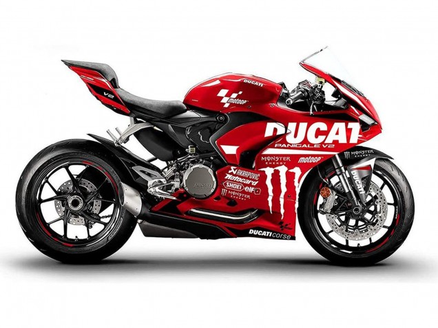 2020-2024 Ducati Panigale V2 Motorcycle Fairings - Red Glossy Black Monster Corse Canada