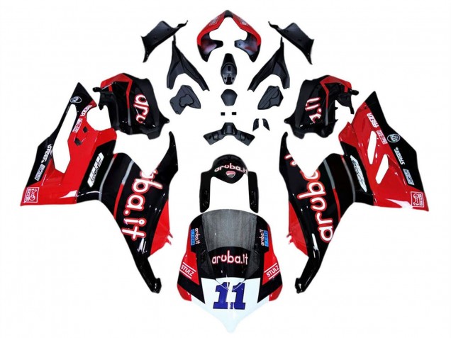 2018-2019 Ducati Panigale V4 V4S Motorcycle Fairings - Red Glossy Black Aruba 11 Canada