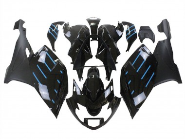 2005-2010 BMW K1200S Motorcycle Fairings - Glossy Black Matte Black Blue Lines Canada