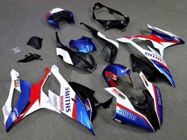 2019-2022 BMW S1000RR Motorcycle Fairings - White Blue Red Smiths Canada