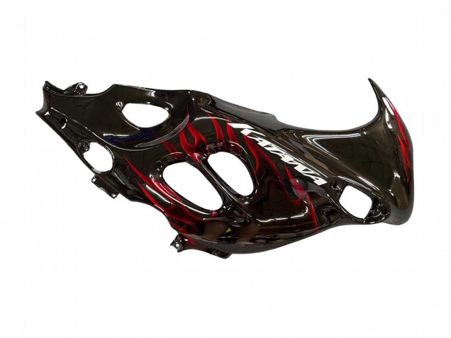 2004-2006 Suzuki GSX600F/GSX750F Motorcycle Fairings - Glossy Black Red Flame Canada