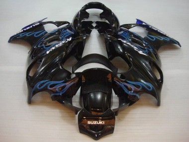 2004-2006 Suzuki GSX600F/GSX750F Motorcycle Fairings - Glossy Black Blue Flame Canada