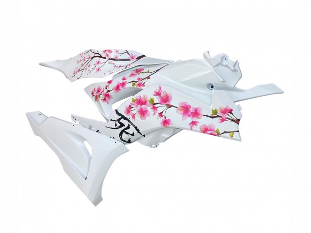 2023-2025 Kawasaki ZX6R Motorcycle Fairings - Black White with Flower Canada