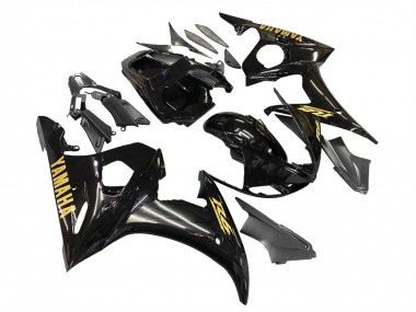 2003-2004 Yamaha YZF R6 Motorcycle Fairings - Glossy Black Gold Decals Canada