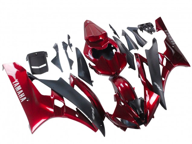 2006-2007 Yamaha YZF 600 R6 Motorcycle Fairing - Red Matte Black Canada