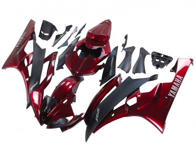 2006-2007 Yamaha YZF 600 R6 Motorcycle Fairing - Red Matte Black Canada