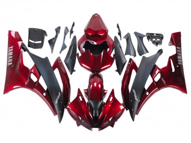 2006-2007 Yamaha YZF 600 R6 Motorcycle Fairing - Red Matte Black Canada