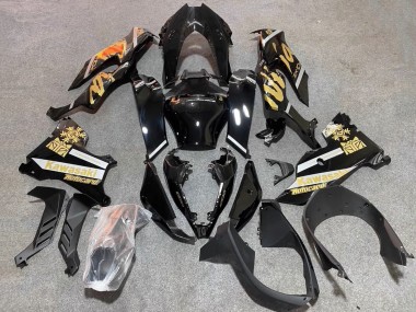 2021-2025 Kawasaki ZX10R Motorcycle Fairings - Glossy Black Gold Elf Snow Canada