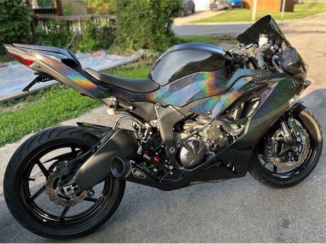 2019-2022 Kawasaki ZX6R Motorcycle Fairings - Black Rainbow Canada