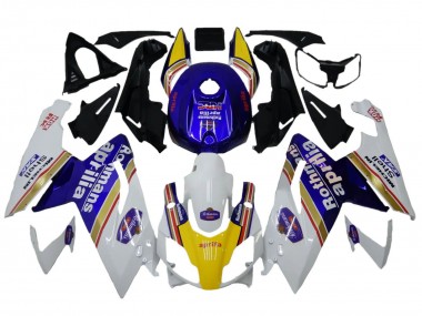 2006-2011 Aprilia RS125 Motorcycle Fairings - White Blue Yellow Rothmans Canada
