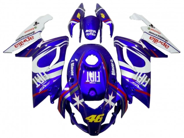 2006-2011 Aprilia RS125 Motorcycle Fairings - White Blue Fiat 46 Canada