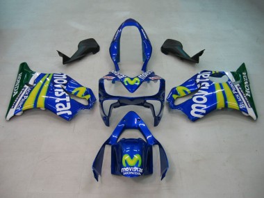 2004-2007 Honda CBR600 F4i Motorcycle Fairings - Blue Yellow Green MoviStar Canada