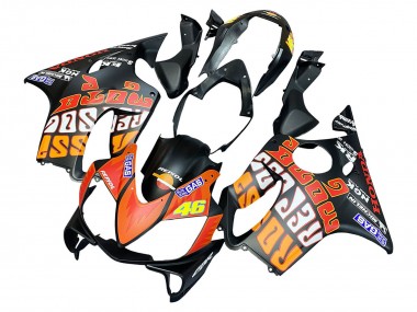 2004-2007 Honda CBR600 F4i Motorcycle Fairings - Matte Black Orange Rossi Canada