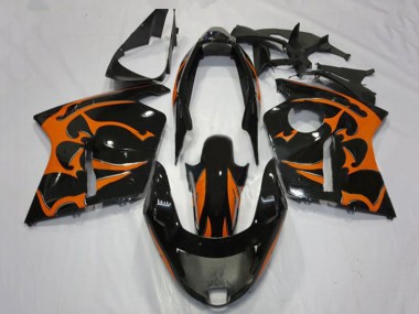 1996-2007 Honda CBR1100XX Blackbird Motorcycle Fairings - Glossy Black Orange Flame Canada