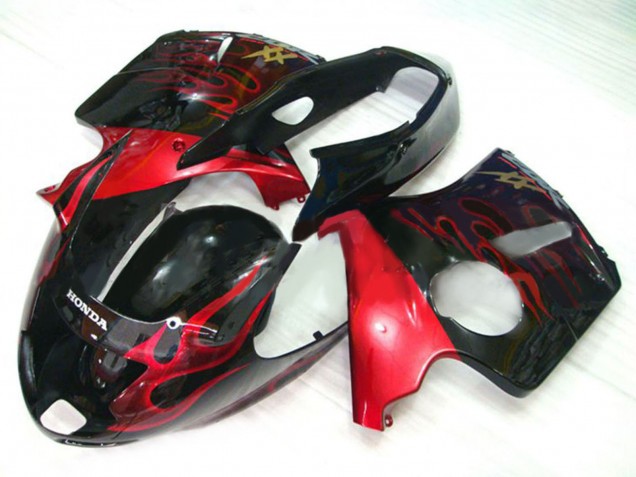 1996-2007 Honda CBR1100XX Blackbird Motorcycle Fairing Kits - Glossy Black Red Flame Canada
