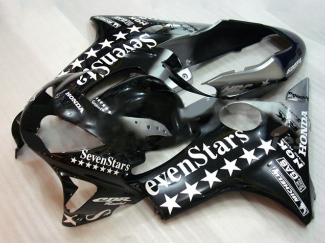 1999-2000 Honda CBR600 F4 Motorcycle Fairings - Glossy Black White SevenStars Canada
