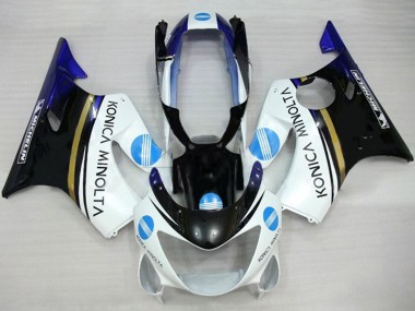 1999-2000 Honda CBR600 F4 Motorcycle Fairings - White Blue Glossy Black Konica Minolta Canada