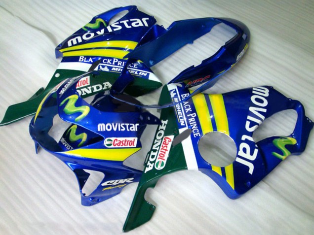 1999-2000 Honda CBR600 F4 Motorcycle Fairings - Blue Yellow Green MoviStar Castrol Canada
