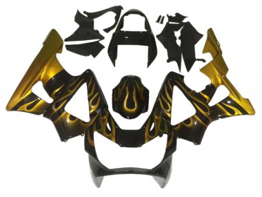 2000-2001 Honda CBR900RR 929 Motorcycle Fairings - Glossy Black Gold Flame Canada