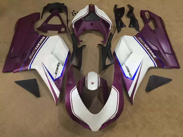 2007-2014 Ducati 848 Motorcycle Fairings - White Blue Purple Corse Canada