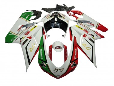 2007-2014 Ducati 848/1098/1198 Motorcycle Fairings - White Red Green Accossato Canada