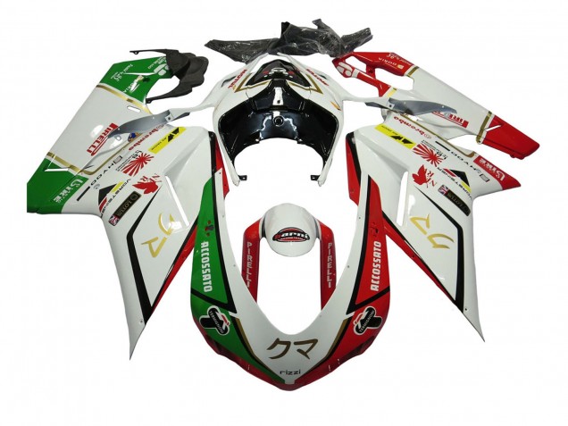 2007-2014 Ducati 848/1098/1198 Motorcycle Fairings - White Red Green Accossato Canada