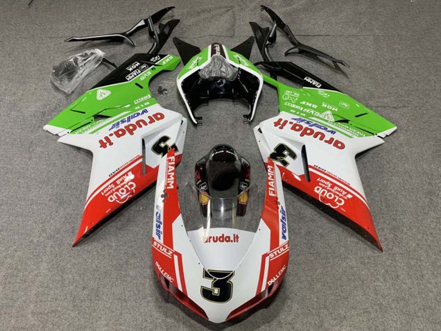 2007-2014 Ducati 848/1098/1198 Motorcycle Fairings - White Red Green Valsir 3 Canada