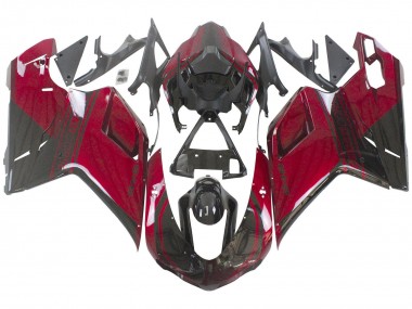 2007-2014 Ducati 848 Motorcycle Fairing - Red Glossy Black Canada
