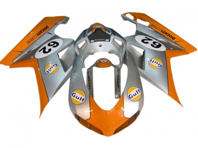 2007-2014 Ducati 848/1098/1198 Motorcycle Fairings - Silver Orange Gulf 62 Canada