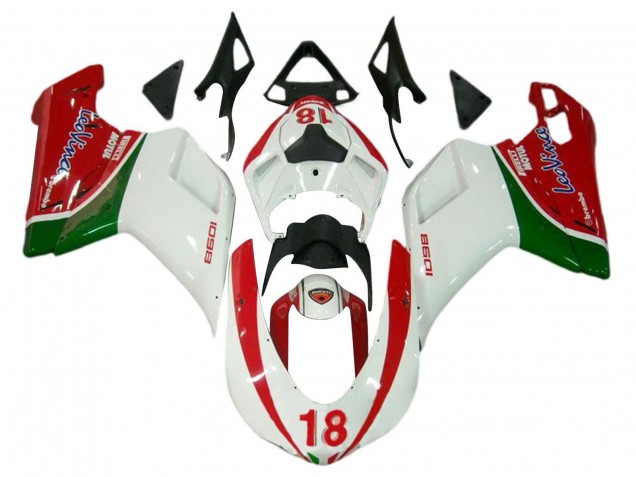 2007-2014 Ducati 848/1098/1198 Motorcycle Fairings - White Red Green 18 Canada