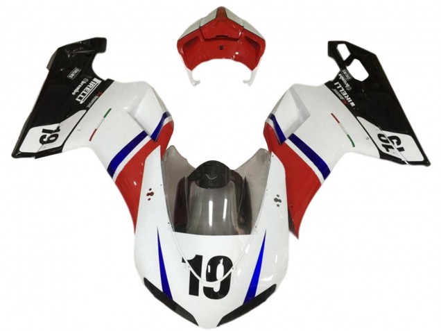 2007-2014 Ducati 848/1098/1198 Motorcycle Fairings - White Red Blue Glossy Black 19 Canada