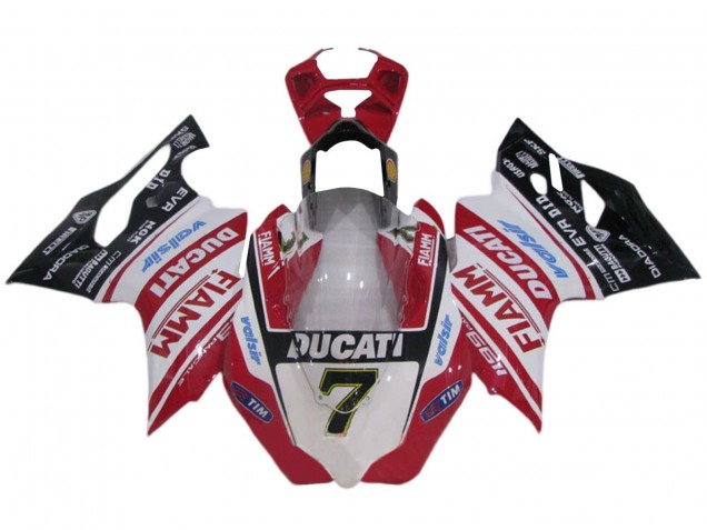 2011-2014 Ducati 1199 Motorcycle Fairings - White Red Glossy Black Fiamm Valsir 7 Canada