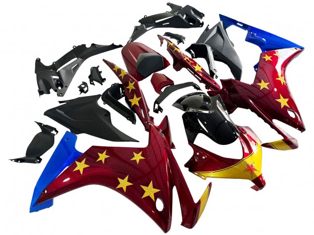 2013-2015 Honda CBR500R Motorcycle Fairings - Red Blue Yellow Star Canada