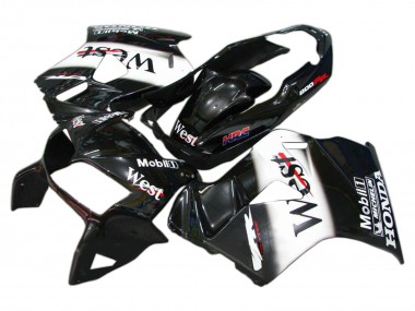 1998-2001 Honda VFR 800 Motorcycle Fairings - Glossy Black White West HRC Canada
