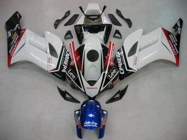 2004-2005 Honda CBR1000RR Motorcycle Fairings - White Blue Red Glossy Black Star Carrera Lee Canada
