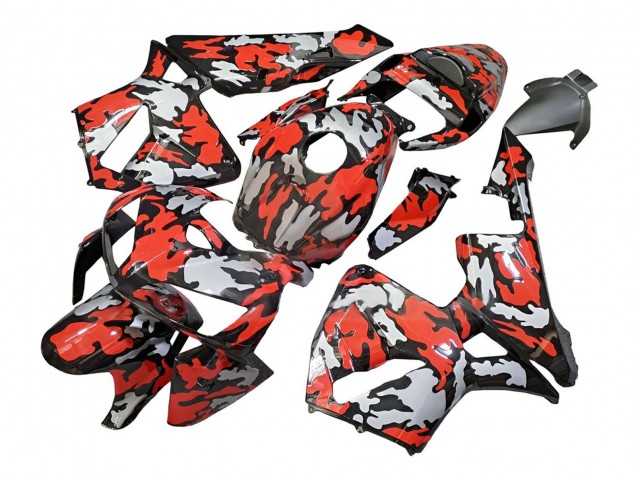 2005-2006 Honda CBR600RR Motorcycle Fairings - Black with Red Grey Camouflage Canada