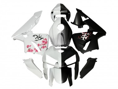 2005-2006 Honda CBR600RR Motorcycle Fairings - Black White with Cherry Blossom Canada