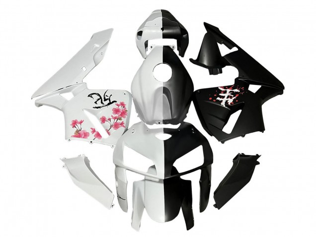 2005-2006 Honda CBR600RR Motorcycle Fairings - Black White with Cherry Blossom Canada