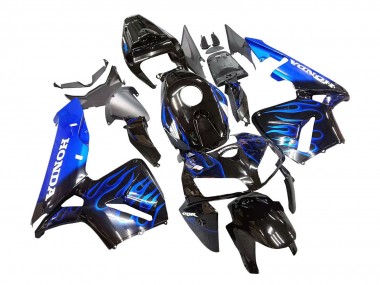 2005-2006 Honda CBR600RR Motorcycle Fairing - Glossy Black Blue Flame Canada