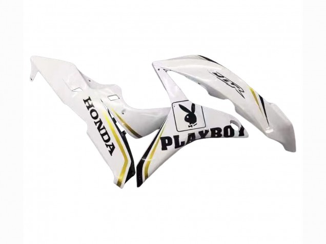2007-2008 Honda CBR600RR Motorcycle Fairing - White Gold Glossy Black Playboy Canada