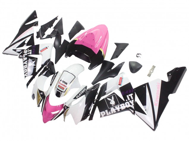 2004-2005 Kawasaki ZX10R Motorcycle Fairings - Black Pink White Playboy Motul Canada