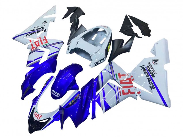 2004-2005 Kawasaki ZX10R Motorcycle Fairings - Glossy Blue White Fiat Motul Canada