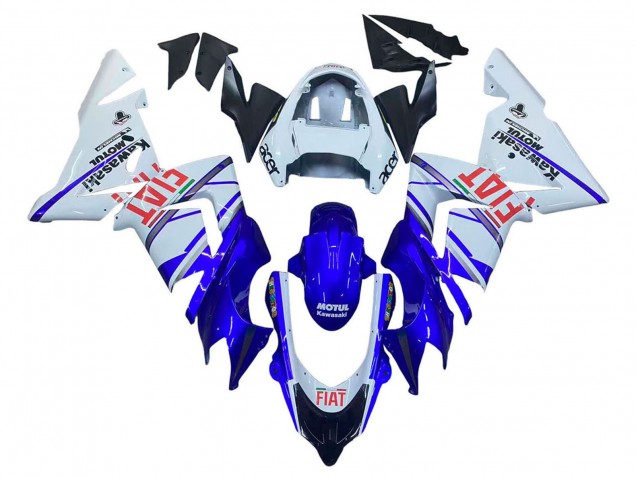 2004-2005 Kawasaki ZX10R Motorcycle Fairings - Glossy Blue White Fiat Motul Canada