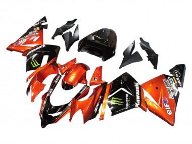 2004-2005 Kawasaki ZX10R Motorcycle Fairings - Burnt Orange Black Monster Elf Canada
