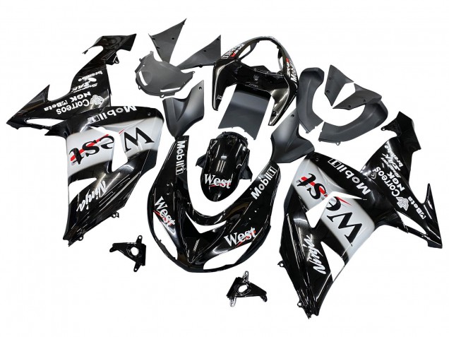2006-2007 Kawasaki ZX10R Motorcycle Fairings - Glossy Black White West Canada